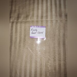 Scandia Down Bed Skirt King Size Gold Striped. Made In Italy